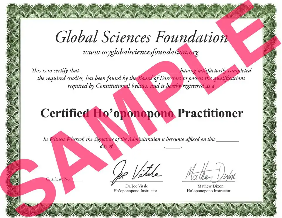 Ho’Oponoopono Certification Practitioner by Dr. Joe Vitale